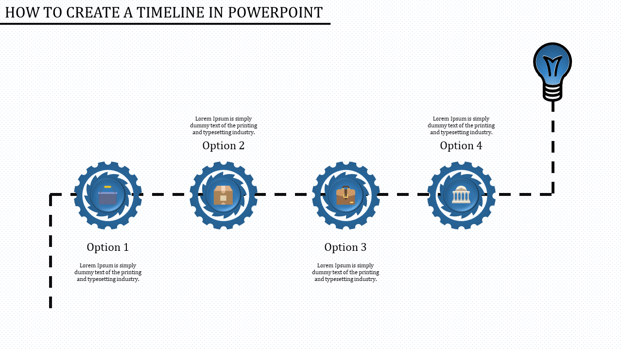 Elegant Timeline PowerPoint Slide With Bulb Model Slide